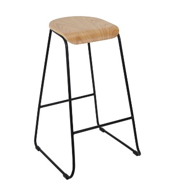 Bar Stool - Wire Black with Wood Top