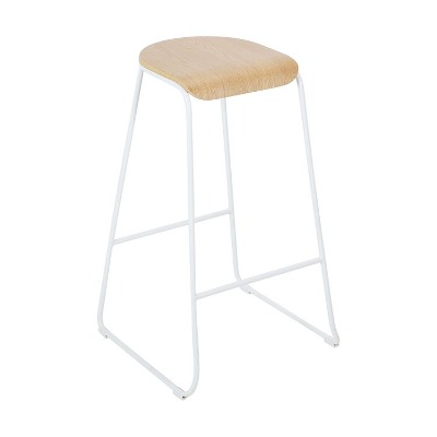 Bar Stool - Wire White with Wood Top