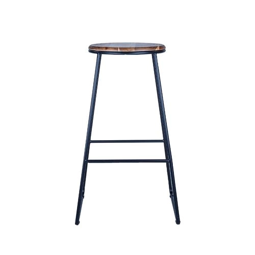 Bar Stool - Wire Black with Dark Wood Top