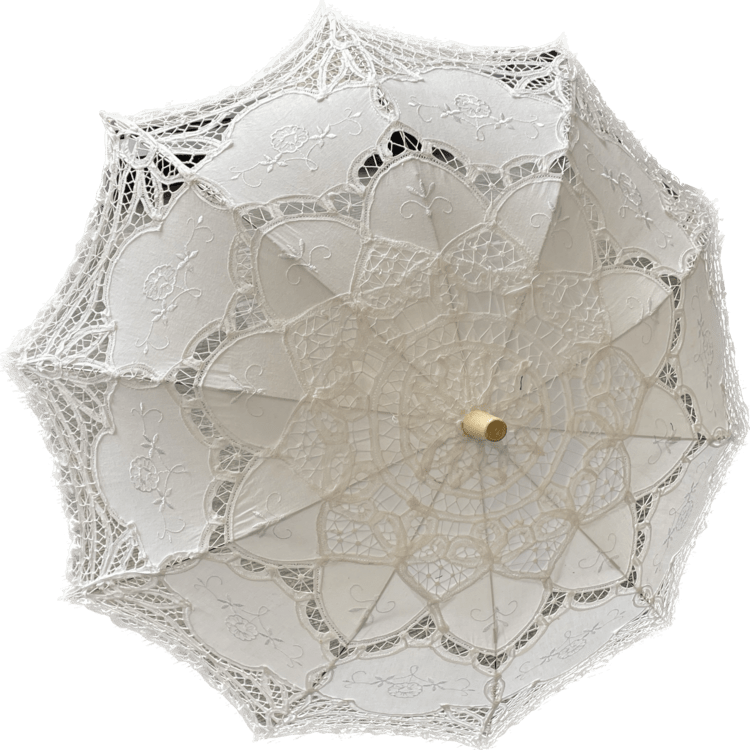 Umbrella - Parasol White Cotton 